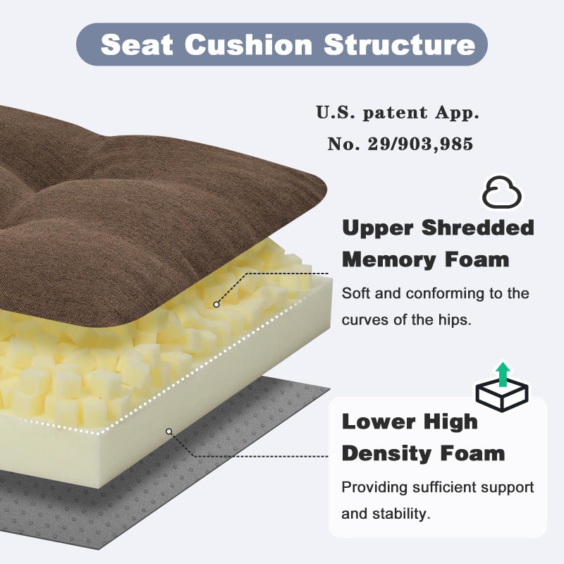 baibu 42 Inch Dual-Layer Patent Design Memory Foam Bench Cushion, Non-Slip Indoor Bench Cushion Standard Size Foam Pad with Machine Washable Cover (Brown, 42x16x3in) - Image 3